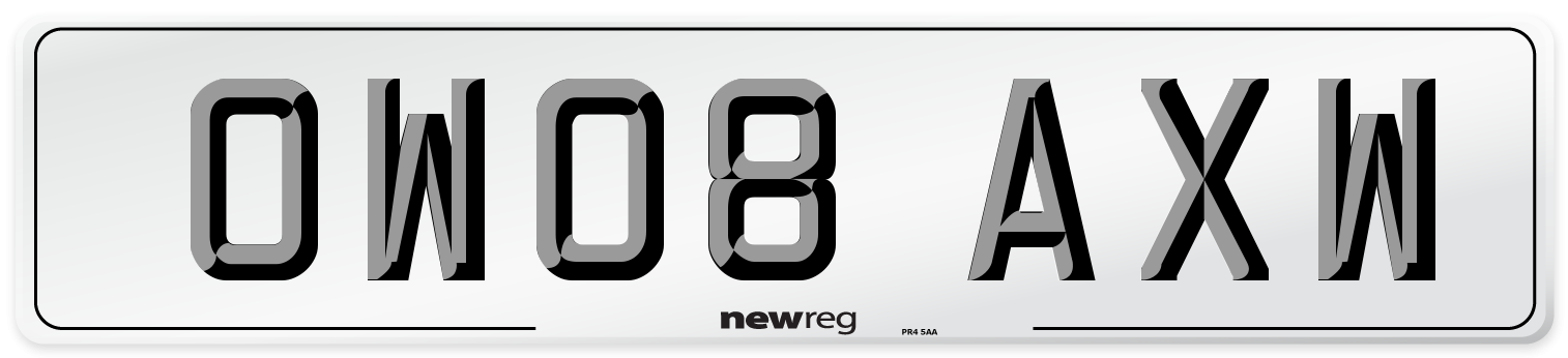 OW08 AXW Number Plate from New Reg